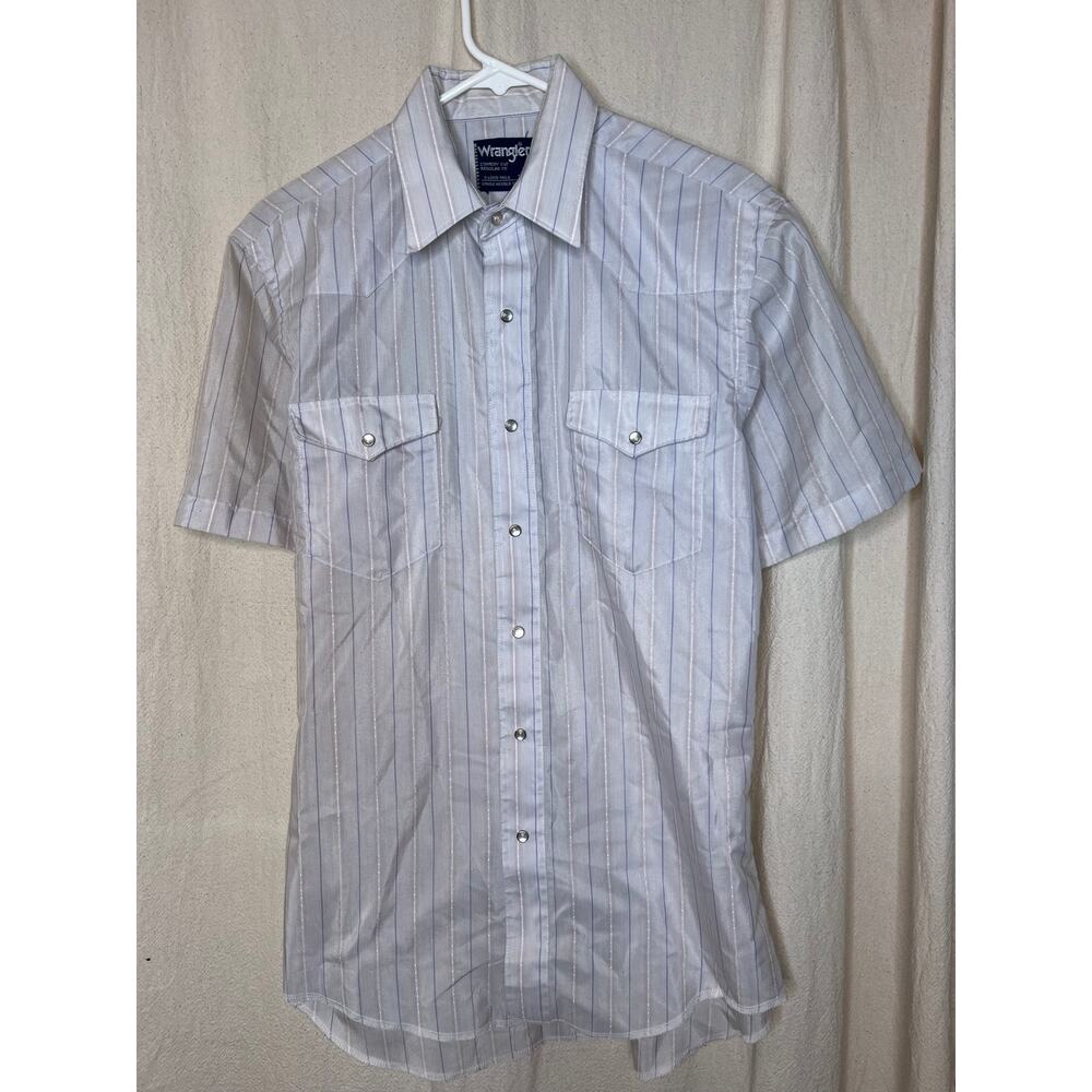 1980s Wrangler X-Long Tail Metallic Pastel Stripe Cowboy Western Rodeo Shirt M